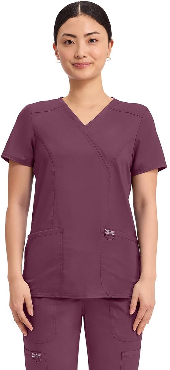 Cherokee - 18276 Women's Uniform Fake Tunic Line Revolution Size S Red (Wine Red) - ShopVlot