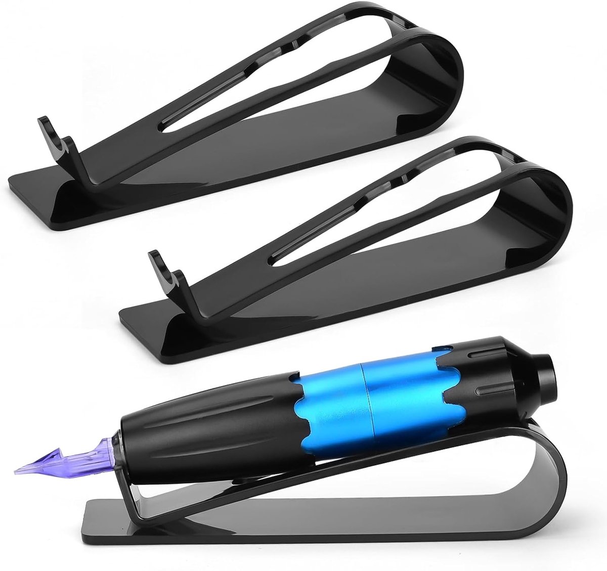 ATOMUS Tattoo Machine Holder Stand, 3 Pack Acrylic U-Shape Rack for Pen & Rotary Machine - ShopVlot