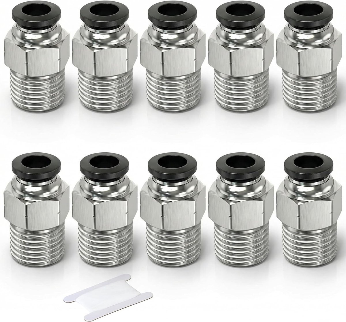 10 Pieces Set Push-to-Connect Pneumatic Couplings, 10mm Outer Diameter x 1/8" BSP Thread, Male Straight Air Pipe Quick - ShopVlot
