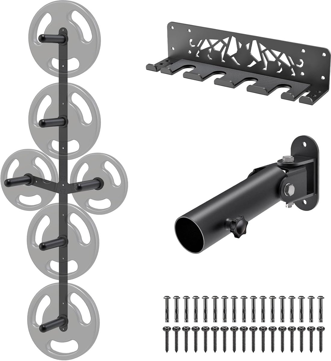 Kipika Gym Organizer Set Wall Mounted Weight Plate Storage Rack Barbell Storage Rack with T-Bar Row Landmine Platform - ShopVlot