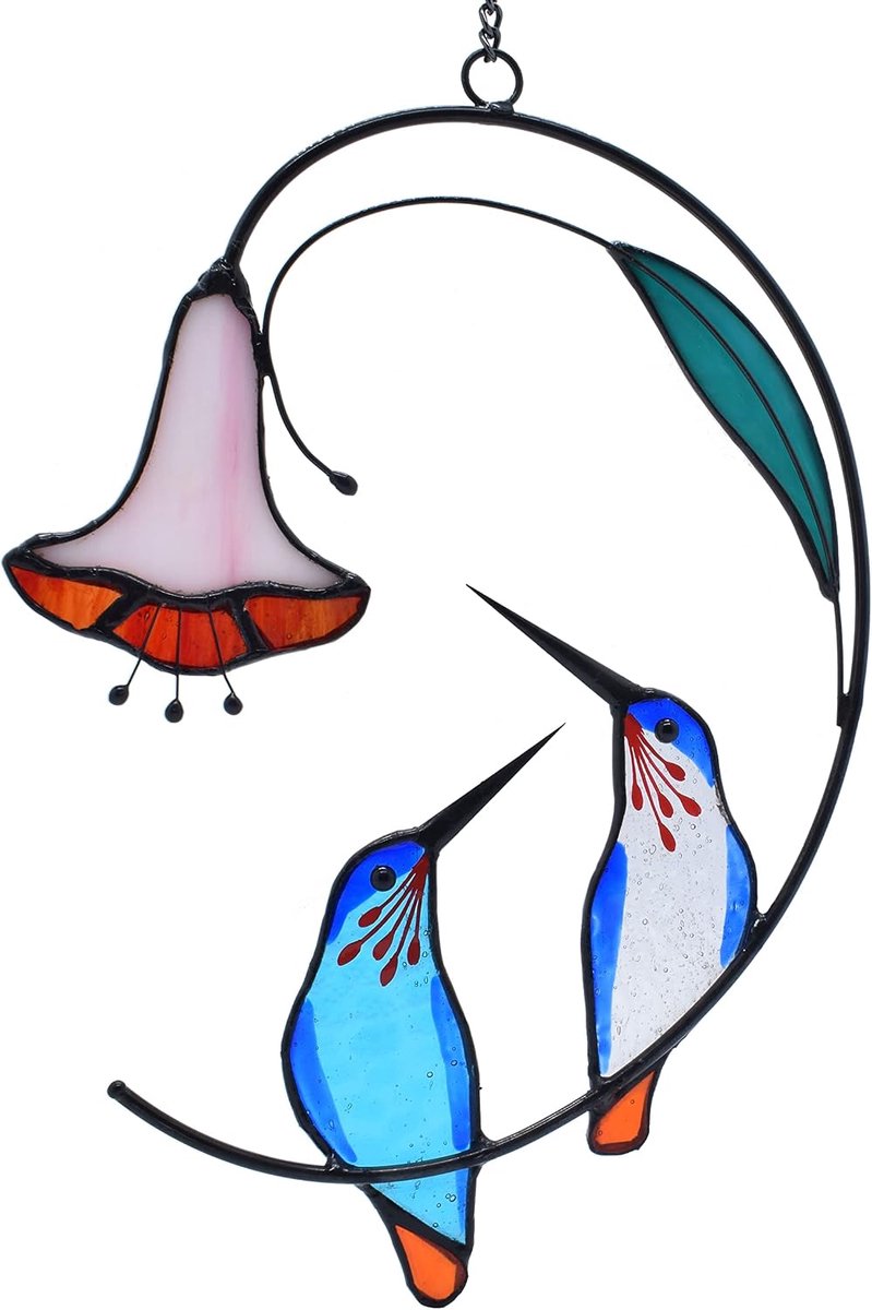 Kleurrijke vogeldecoratie voor ramen (kolibries, blauw, 1 paar) - ShopVlot