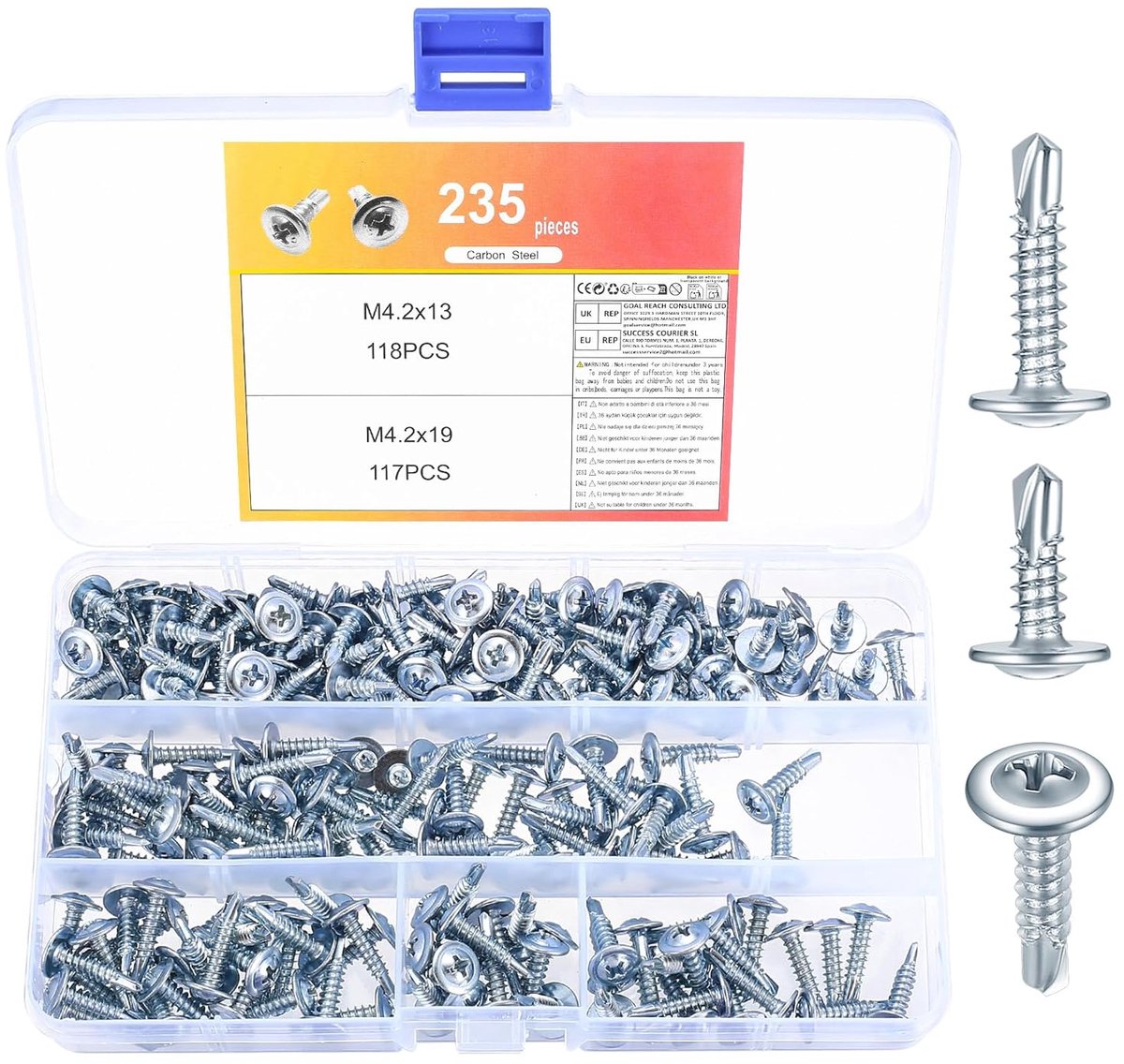 235 Pcs Self Drilling Screws Metal M4.3 Self Tapping Screws Self Drilling Screws with Phillips Head Plate Screws Self - ShopVlot