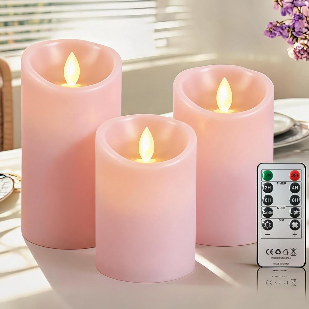 LED Candles, Pack of 3, Flameless Candle Holder, 10 Keys Remote Control, Timer Decoration, Flameless Candles with - ShopVlot