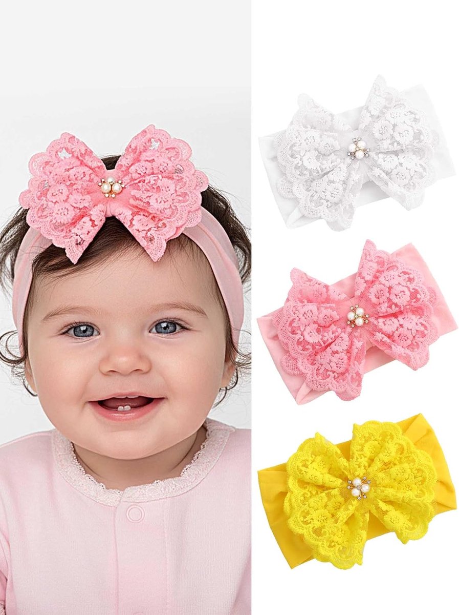 IYOU Pack of 3 Baby Baby Hair Bands Elastic Nylon Hair Bands for Toddlers - ShopVlot