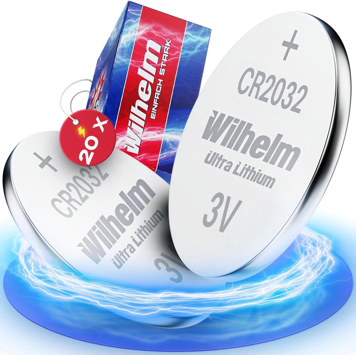 20 x button cell CR2032 Wilhelm battery lithium 3V CR 2032 industrial items - ShopVlot