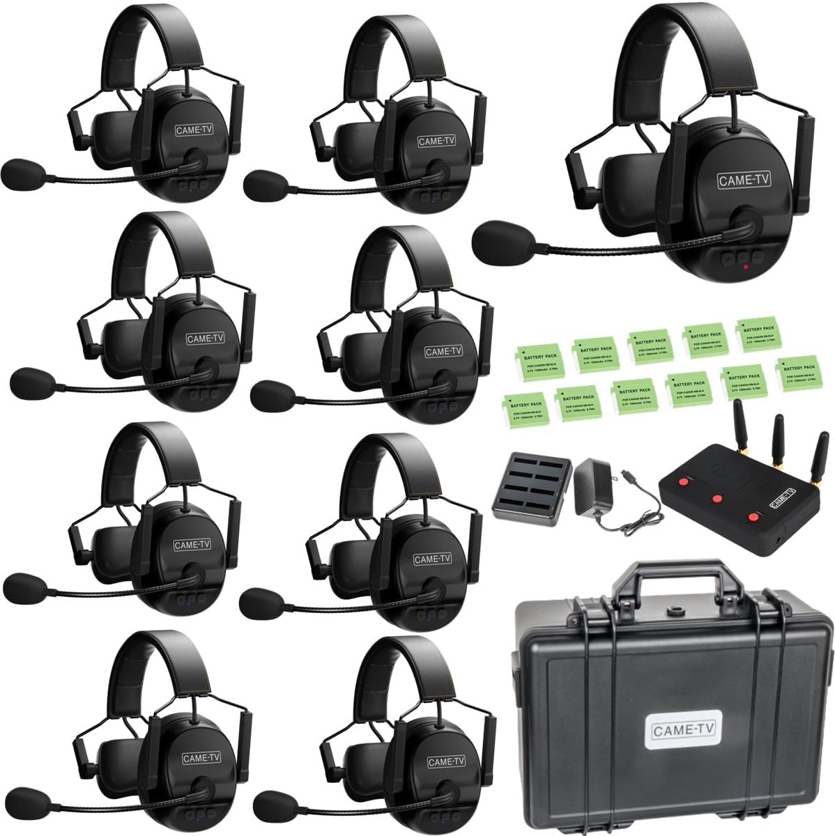 Came-TV Kuminik8 Wireless Headphones with Intercom, Full Duplex Range up to 450 m with Hard Housing, One Ear, Pack of 9 - ShopVlot