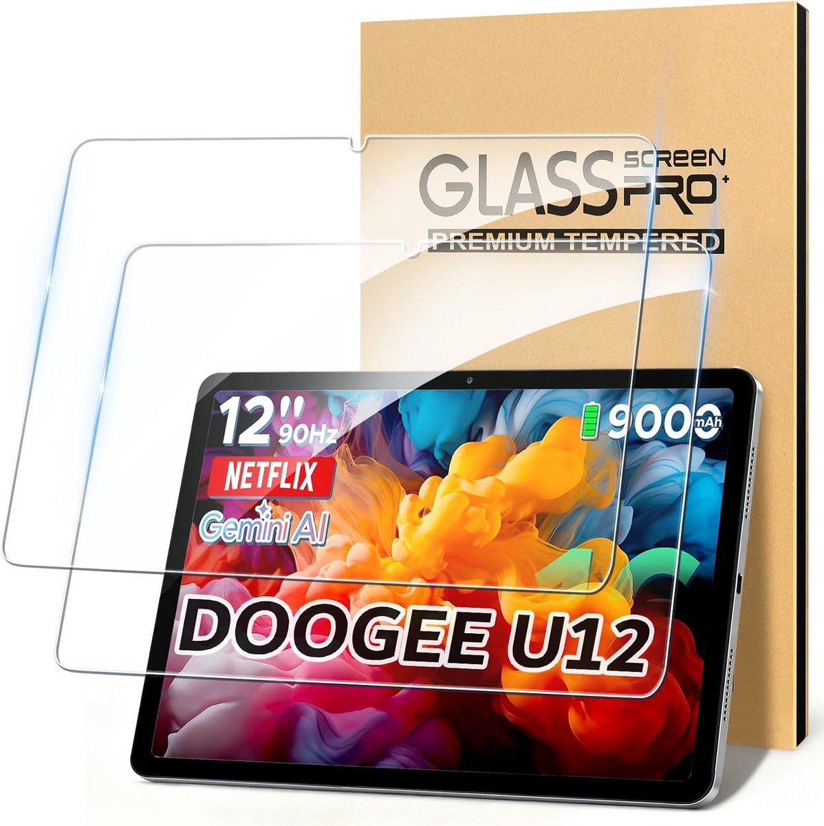 Pack of 2 Protective Film for Doogee U12 12 Inch 9H Hardness Tempered Glass for Doogee U12 Scratch-Resistant HD Screen - ShopVlot