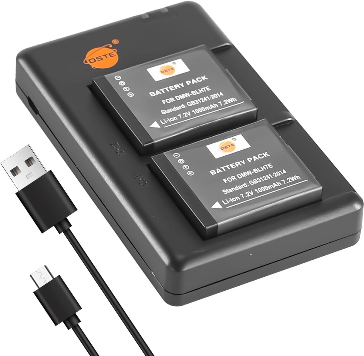 DSTE 2pcs DMW-BLH7 DMW-BLH7E (1000mAh/7.2V) Battery Charger Compatible with Panasonic Lumix DMC-GM1 DMC-GM1W DMC-GF7K - ShopVlot