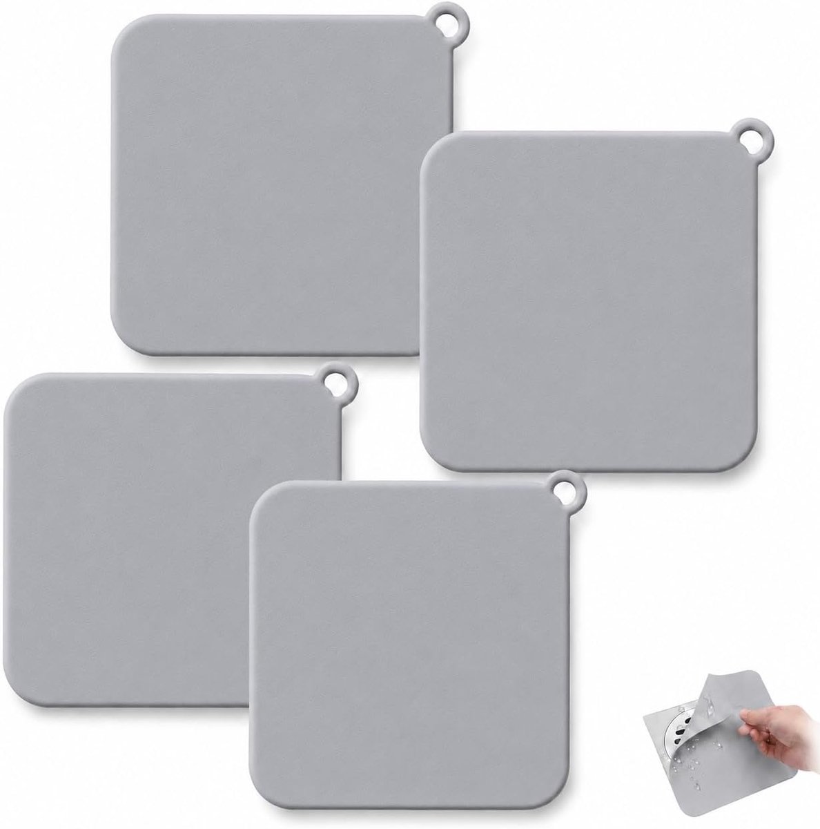 4 stuks anti-geur doucheafdekking, grijs, siliconen doucheafdekking, perfect voor badkamer, keuken en toilet - ShopVlot