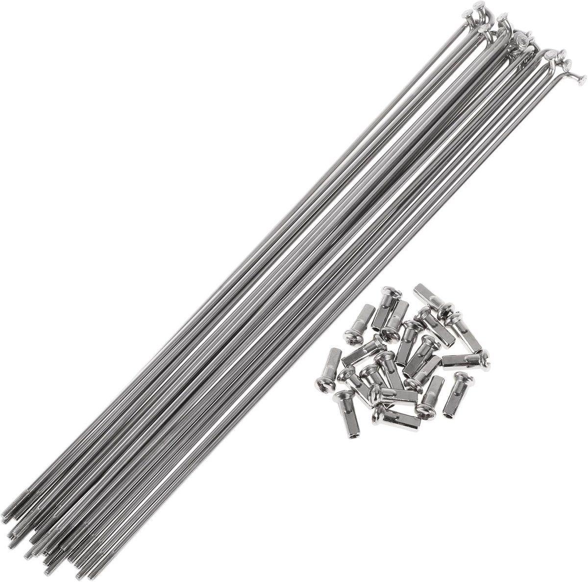 Set of 20 spokes for bicycle, 13G, stainless steel 304, silver, 225 mm - ShopVlot