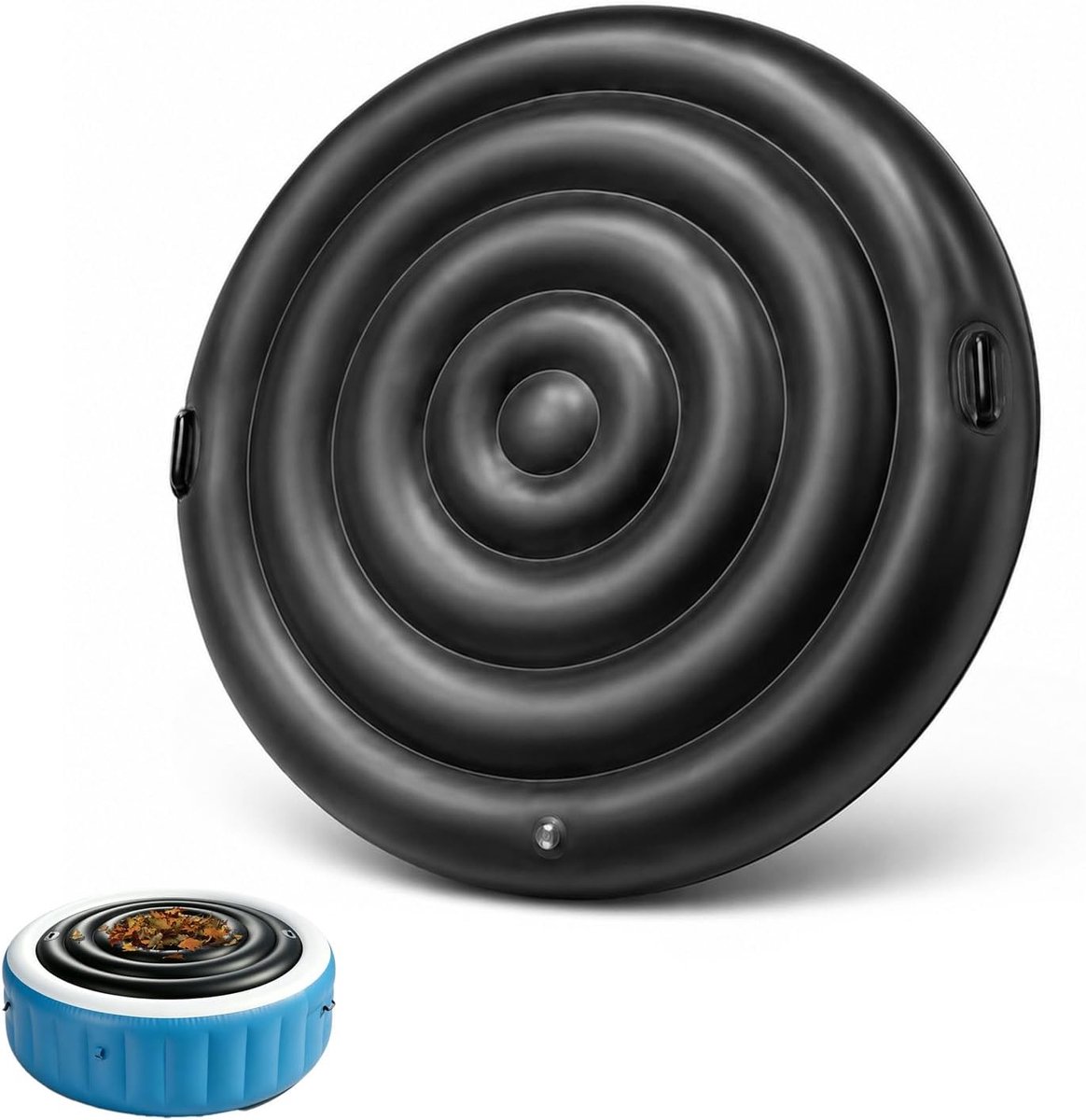 Ronde whirl-zwembadafdekking, 165 cm, opblaasbare badkuipafdekking met handgrepen, energiebesparend deksel voor - ShopVlot