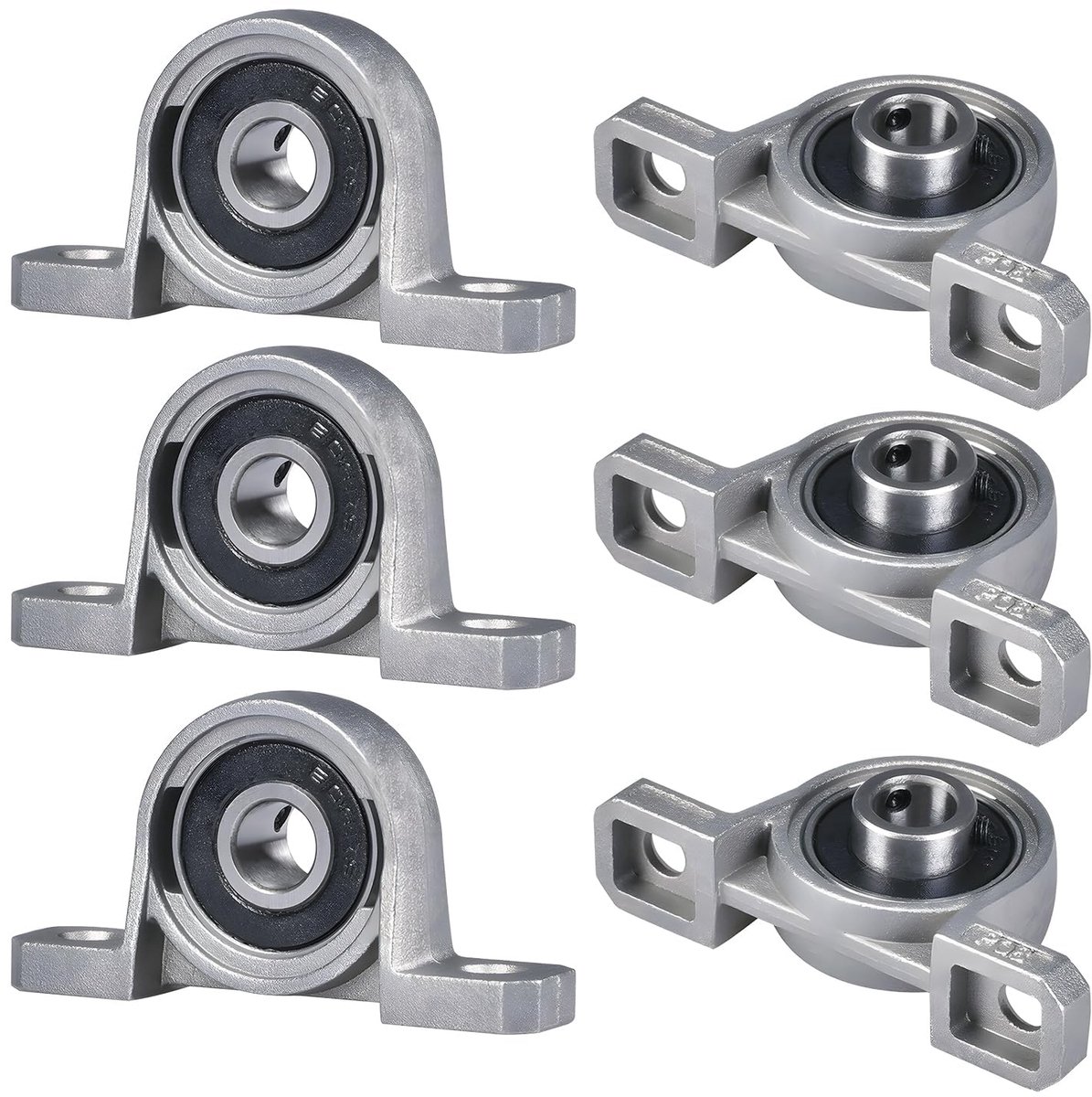 6 stuks staande lagers 8 mm KP08 set, zinklegering flenslager met kogellagerinzetstuk, zelforiënterende lagerbok - ShopVlot