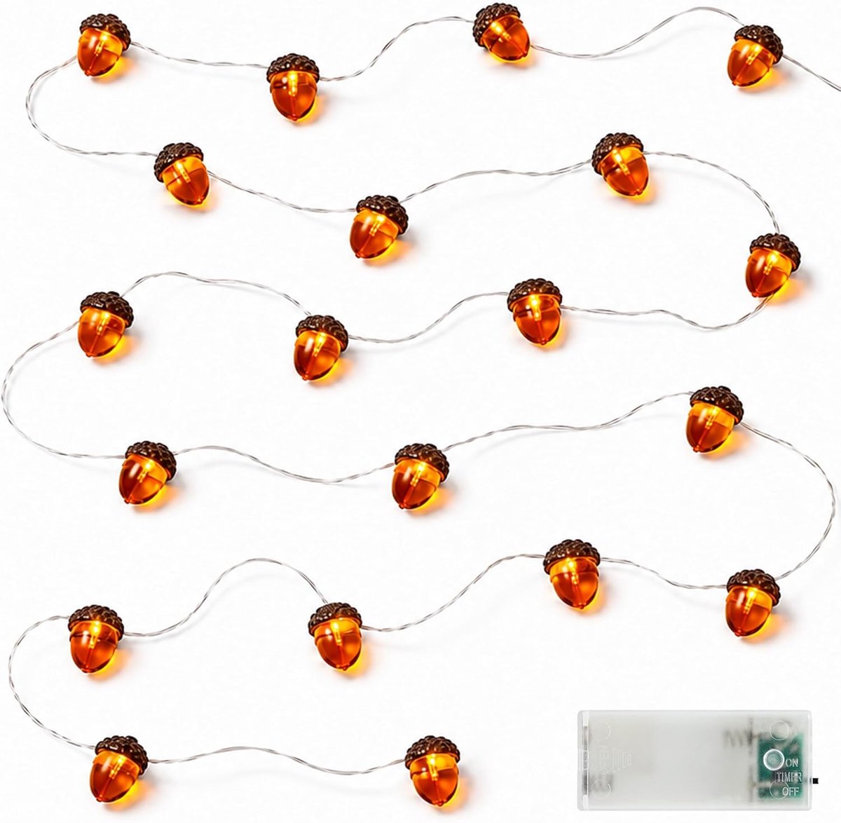 lichtsnoer herfst, 3 m, 20 leds, herfstdecoratie, lichtketting, werkt op batterijen, 3D-, herfstslinger, decoratieve - ShopVlot
