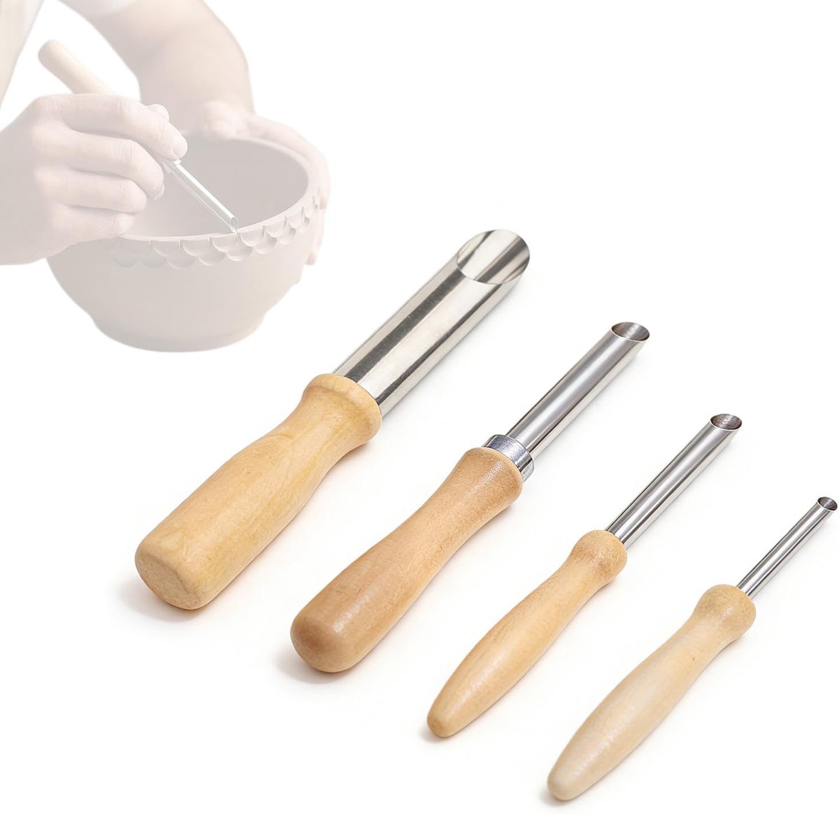 4-delige pottenbakkersgereedschapset, ideaal voor pottenbakkersaccessoires, kunststudio's, pottenbakkersgereedschap - ShopVlot