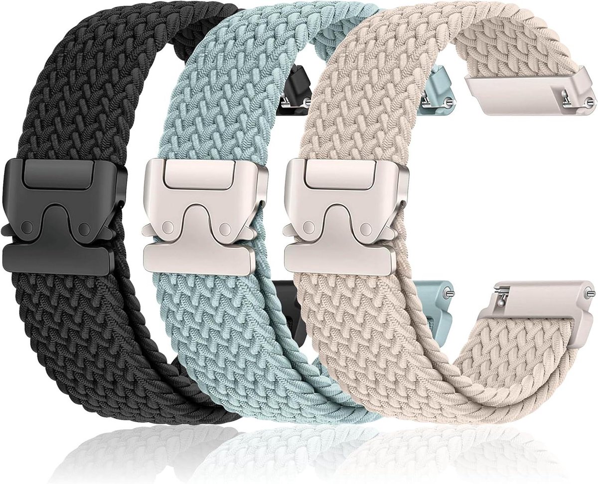 Horlogebandjes Set - Elastisch Nylon - Sport en Casual - Verbeterde Gesp - 18mm - Meerdere Kleuren