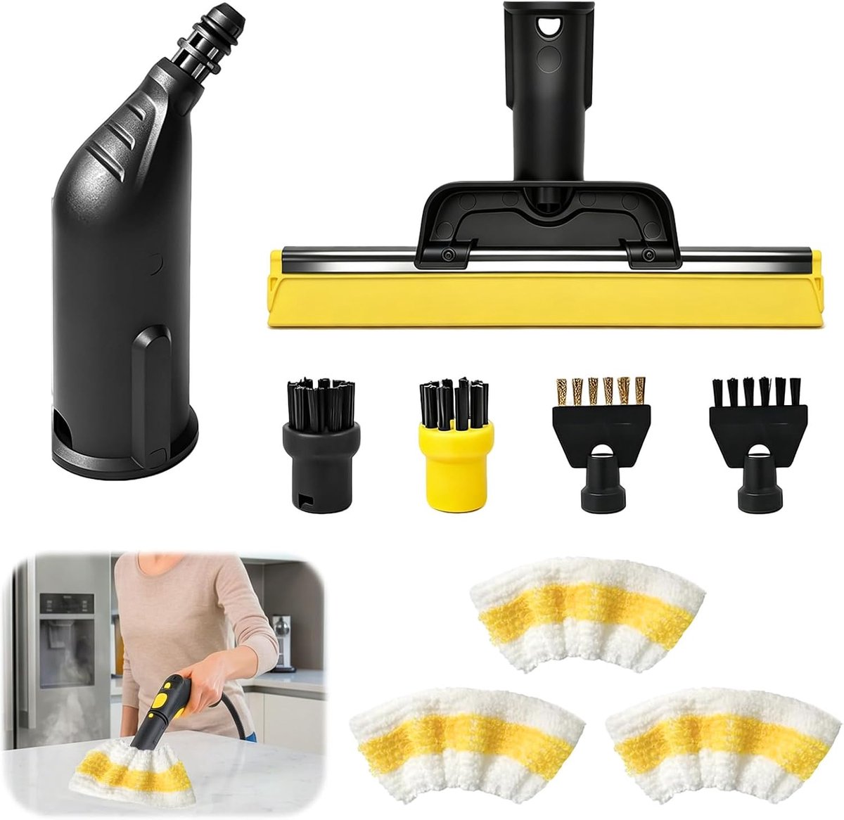 Stoomreiniger voor Kärcher accessoireset, 9-delig, geschikt voor SC1 SC2 SC3 SC4 SC5, reservedoek microvezel, ronde - ShopVlot