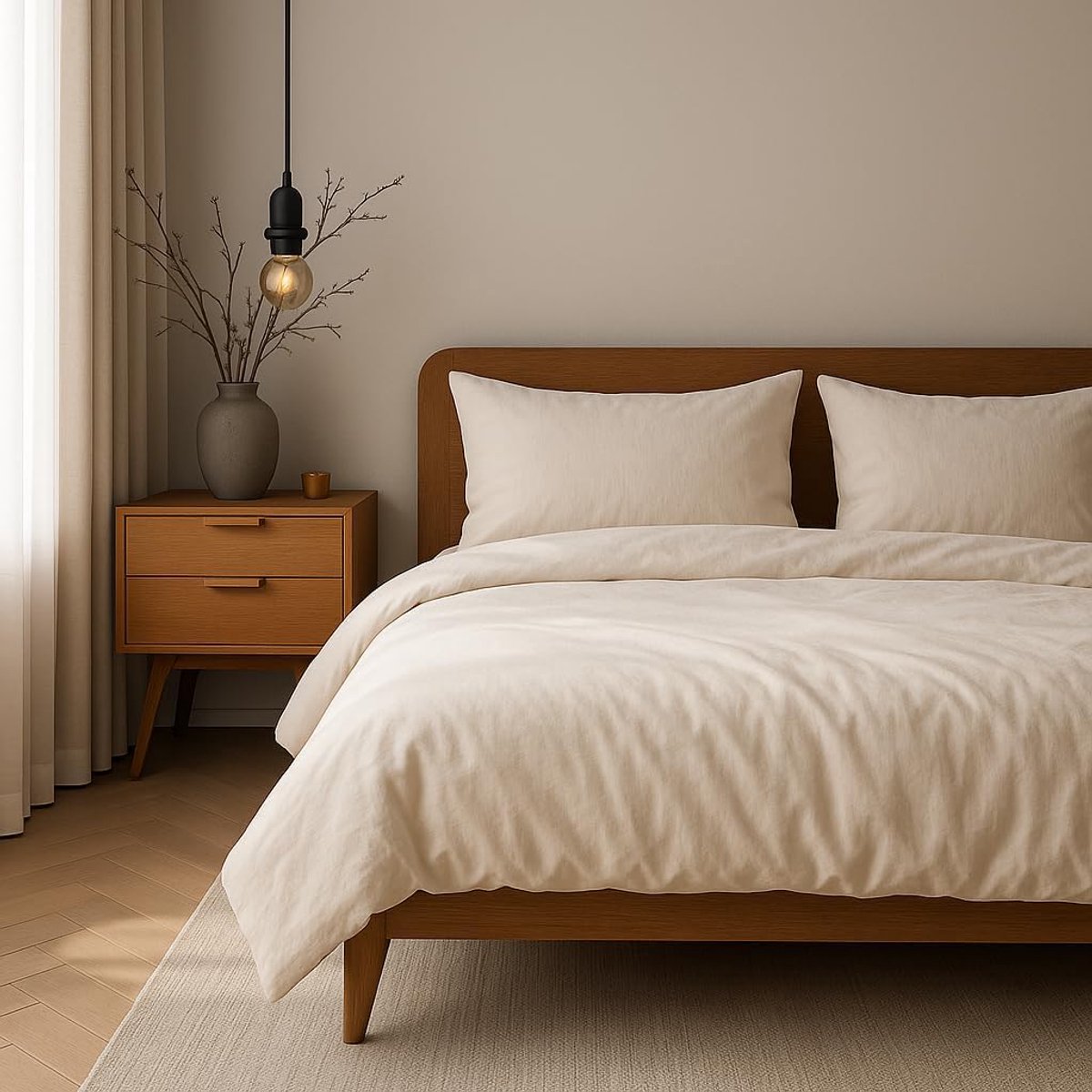 Bedlinnen Set 135 x 200 cm - 100% Katoen - Ecru - Luxe en Comfortabel Slapen - ShopVlot