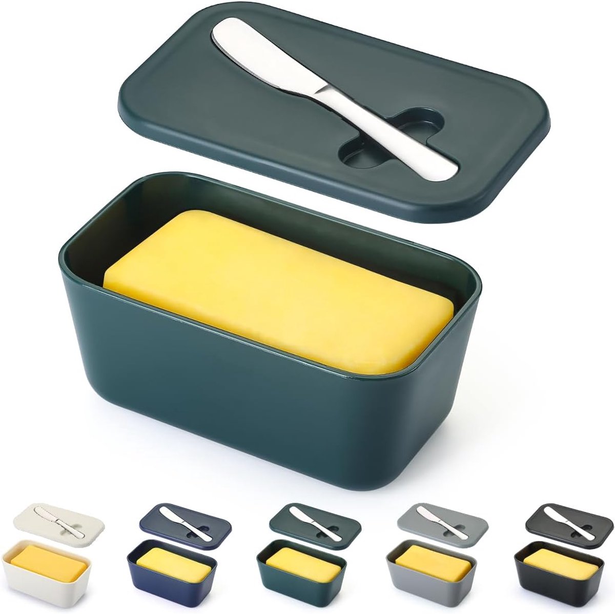 Boterdis met Deksel - Kunststof - Inclusief Botermes - Houdt Boter Vers - ShopVlot
