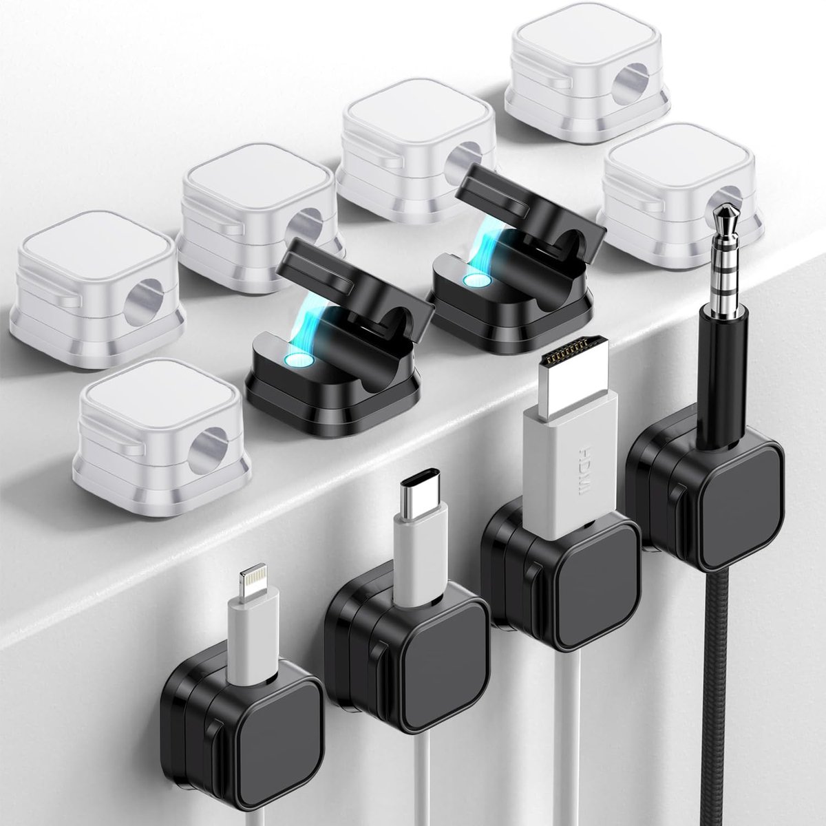 Kabelorganizer 12 Stuks - Magnetisch - Sterke Lijm - Houd je bureau opgeruimd - ShopVlot