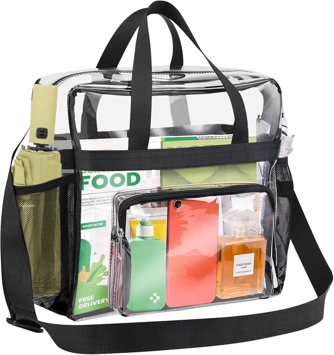 Transparante tas 31 x 30 x 15 cm - PVC - lichtgewicht - ideaal voor bibliotheek en gym - ShopVlot