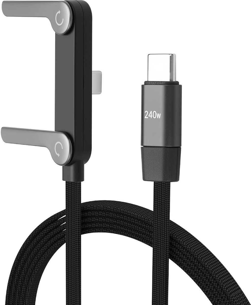 Oplaadkabel 240W met telefoonstand - USB Type C mannelijke kabel - Vouwbare T-vormige houder - Handfree gebruik - ShopVlot