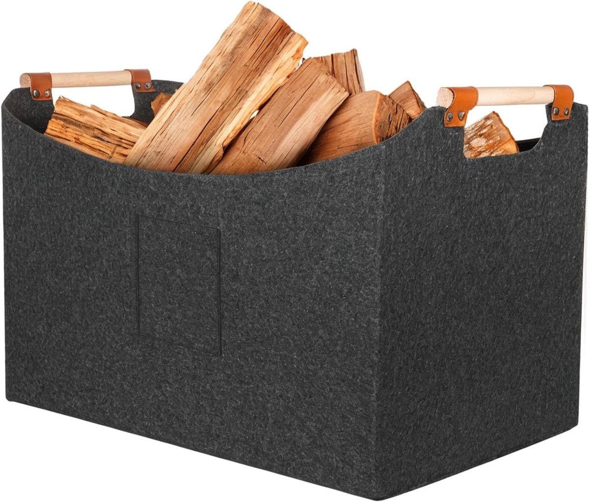 Houtmand XXL 55 x 32 x 40 cm - Zacht vilt - Krassbescherming - Veilig transport van haardhout - ShopVlot