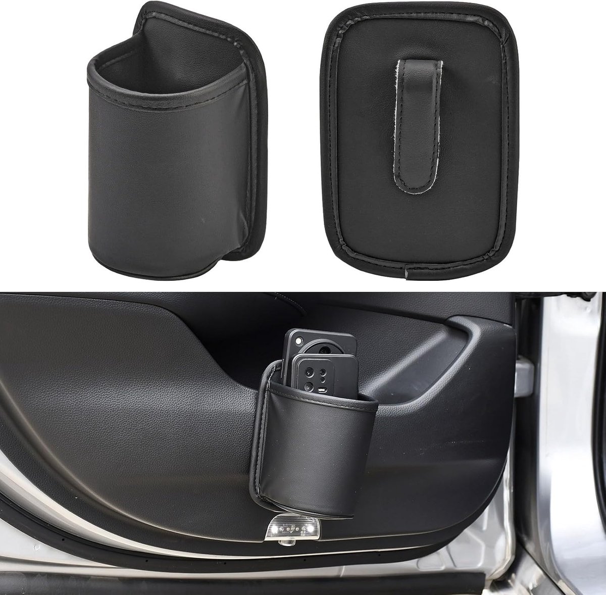 Autobekerhouders - Flessenhouder Organizer - Dranken Veilig Opbergen - Clip-on Bevestiging - 2 stuks 8.5x7x15 cm - Zwart