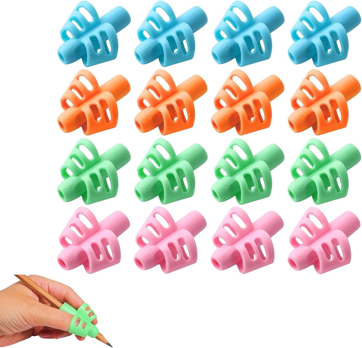 16-delige vingergeleider - siliconen - ergonomisch ontwerp - helpt bij schrijven voor kinderen en volwassenen - ShopVlot