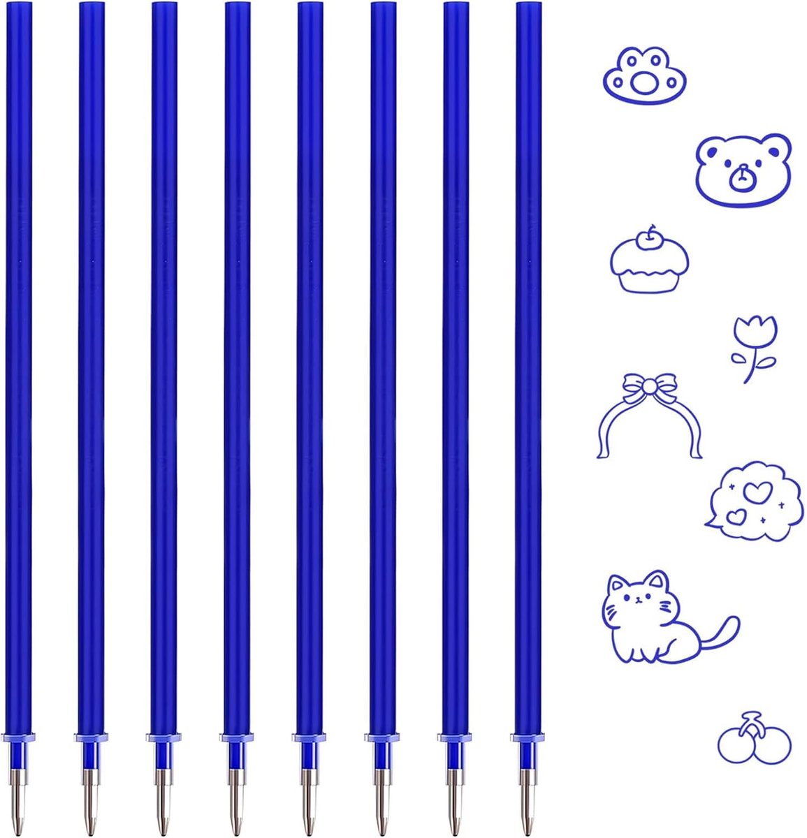 Erasable Rollerball Pen Refills 0.7mm - 8 Stuks - Blauwe Inkt - Makkelijk te Wissen - ShopVlot