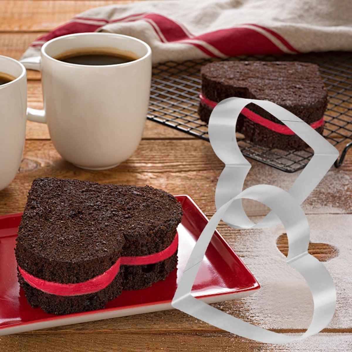 Baktinrichting Hartvorm 15 cm, 25 cm - Rvs Hartvormige Bakvorm - Duurzaam en Herbruikbaar - Perfect voor Taarten - ShopVlot
