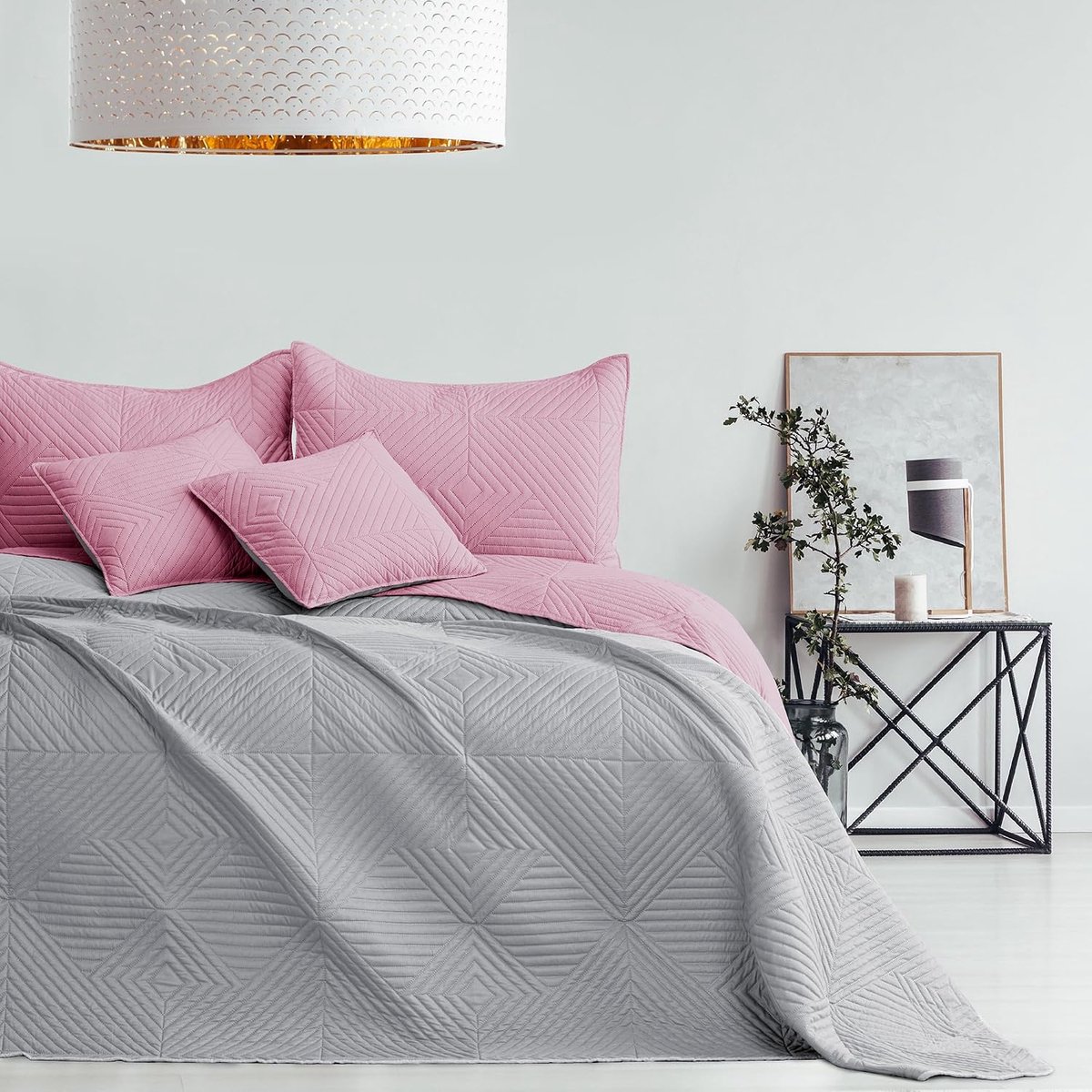Bedsprei 170 x 270 cm - Roze Grijs - Dubbelzijdig - Perfect voor elke woonkamer - ShopVlot