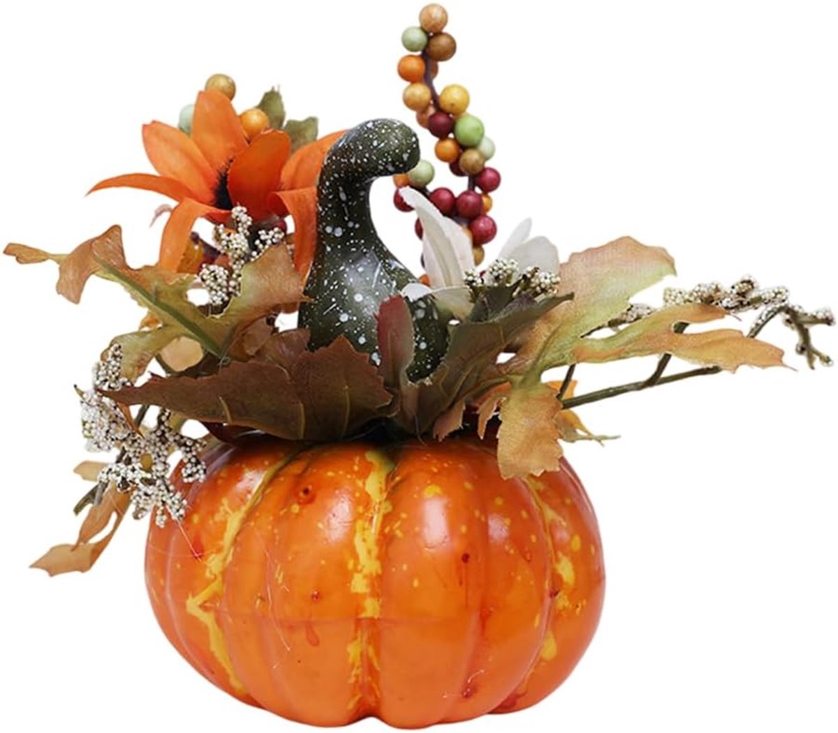 Herfst-tafeldecoratie met pompoen - Kunstpompoenen met esdoornbladeren - Levensecht ontwerp - Perfect voor Halloween - ShopVlot