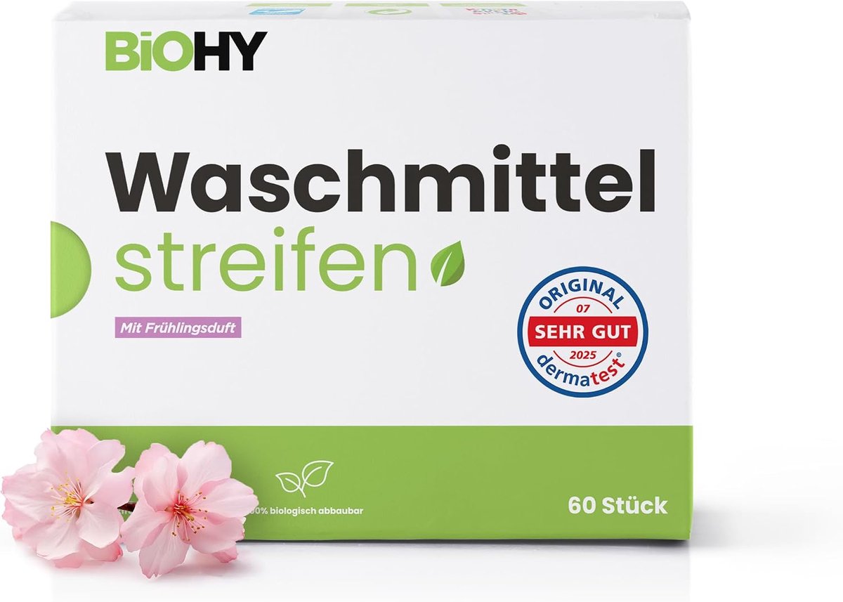 Wasmiddel Bladen 60 Stuks - Lente Geur - Plasticvrij en Biologisch Afbreekbaar - Voor Alle Textielsoorten - ShopVlot