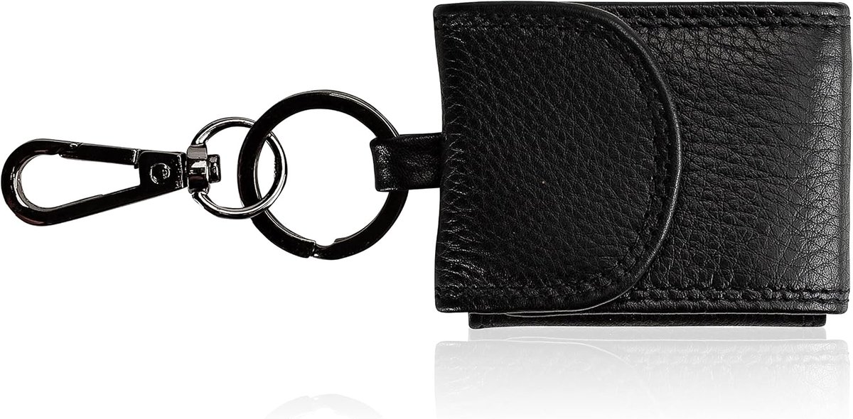 Sleutelhanger en mini portemonnee - 100% echt leer - Handgemaakt - Compact voor AirTag en munten - ShopVlot