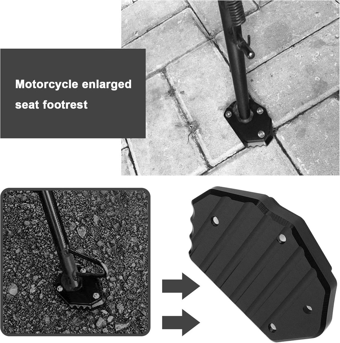 SnelShoppen - Motorfiets Aluminium Voetverlengingspad Antislip Zijkant Stand Vergroter Plaat Pad Geschikt voor Kawasaki Z900 Z650 2017-2021 Z1000 SX 2