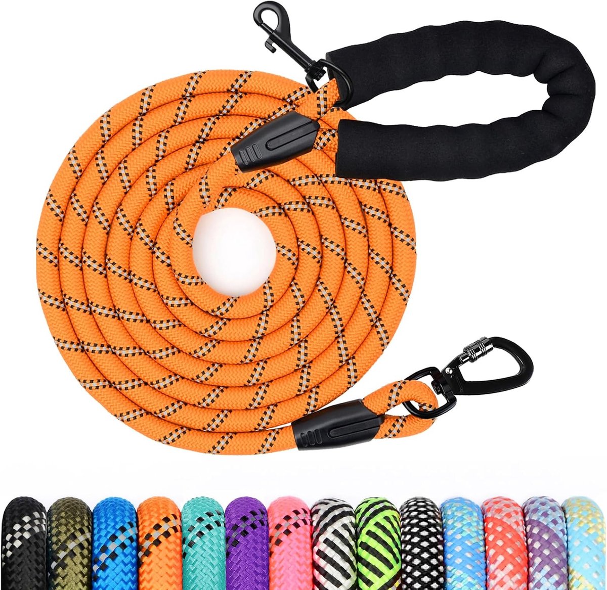 Hondenriem 1,2 m/1,5 m/2 m/3 m/5 m/10 m/15 m/20 m/30 m - gevoerde handgreep - diverse kleuren - ideaal voor training - ShopVlot