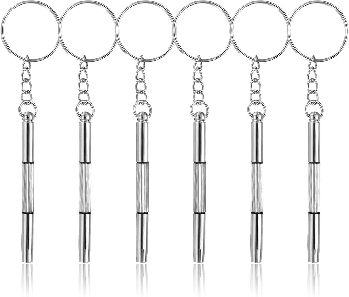 Mini-schroevendraaier set voor brillen en sieraden, roestvrijstaal, draagbaar met sleutelhanger en precisiegereedschap