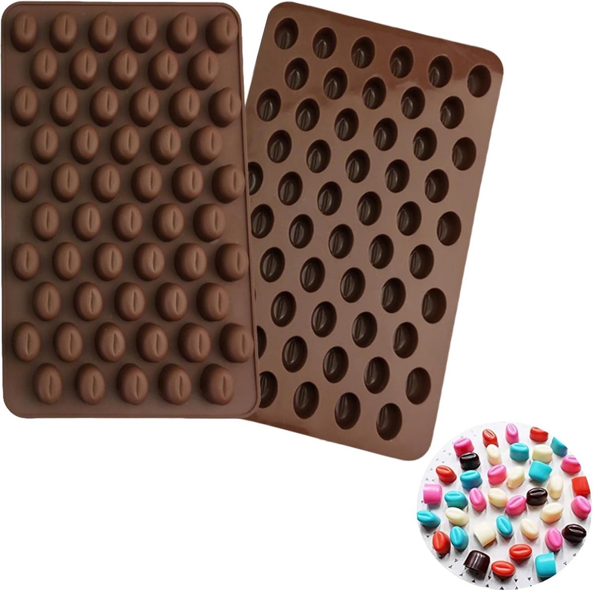 Mini Siliconen Mold voor 55 Koffiebonen - Perfect voor Chocolade, IJs en Taarten Maken