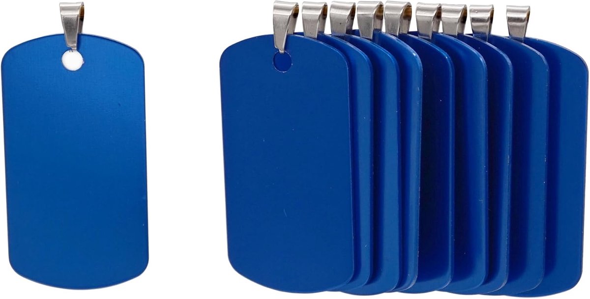 Hondenpenningen aluminium 46mm x 25mm - blauwe kleur - 12 stuks - perfect voor personalisatie - ShopVlot