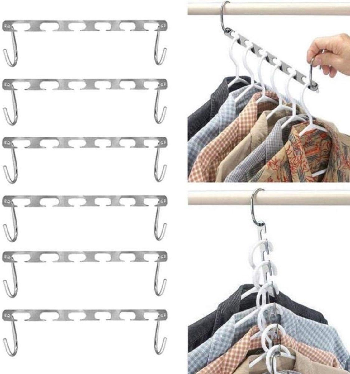 Kledinghanger met antislip - 8 stuks - chroom - ruimtebesparend - perfect voor een opgeruimde kast - ShopVlot
