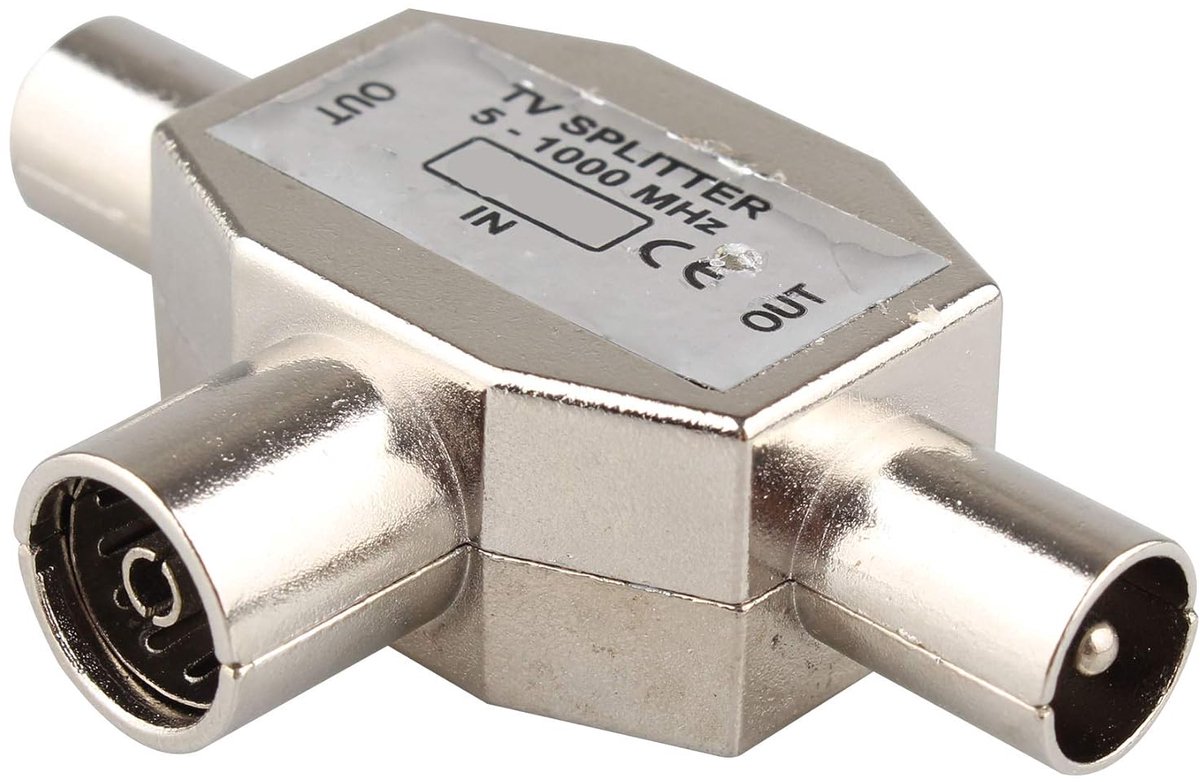Coaxiale antennesplitter 2-weg - metalen behuizing - hoge kwaliteit - ideaal voor TV-aansluitingen - ShopVlot