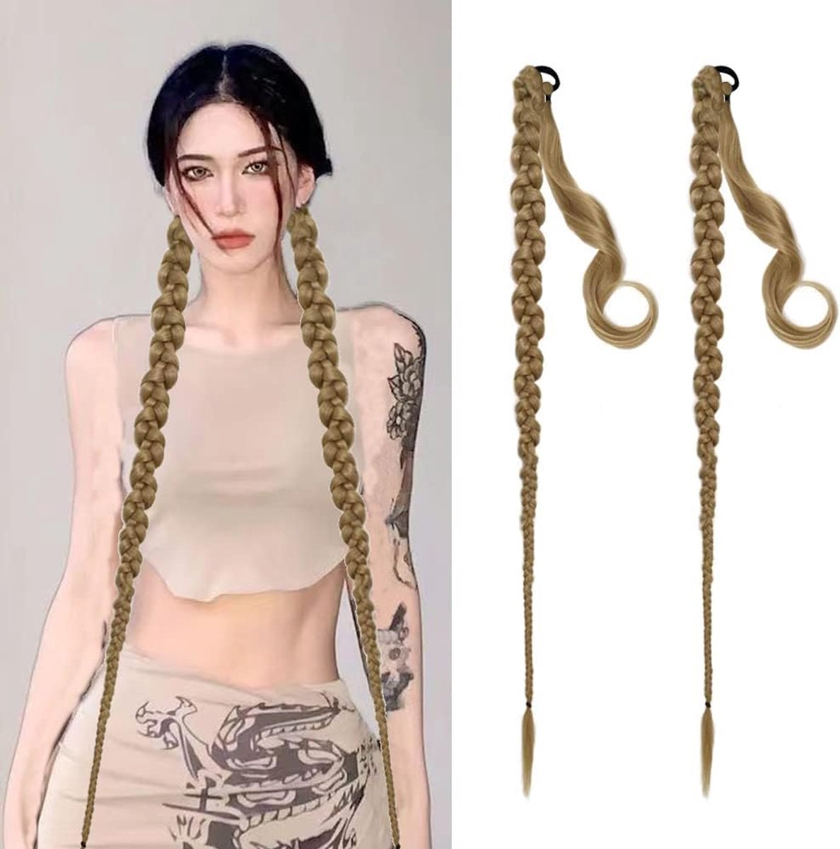 Ponytail Extension 70 cm - Ash Brown - Synthetisch Haar - Verander je stijl snel - ShopVlot