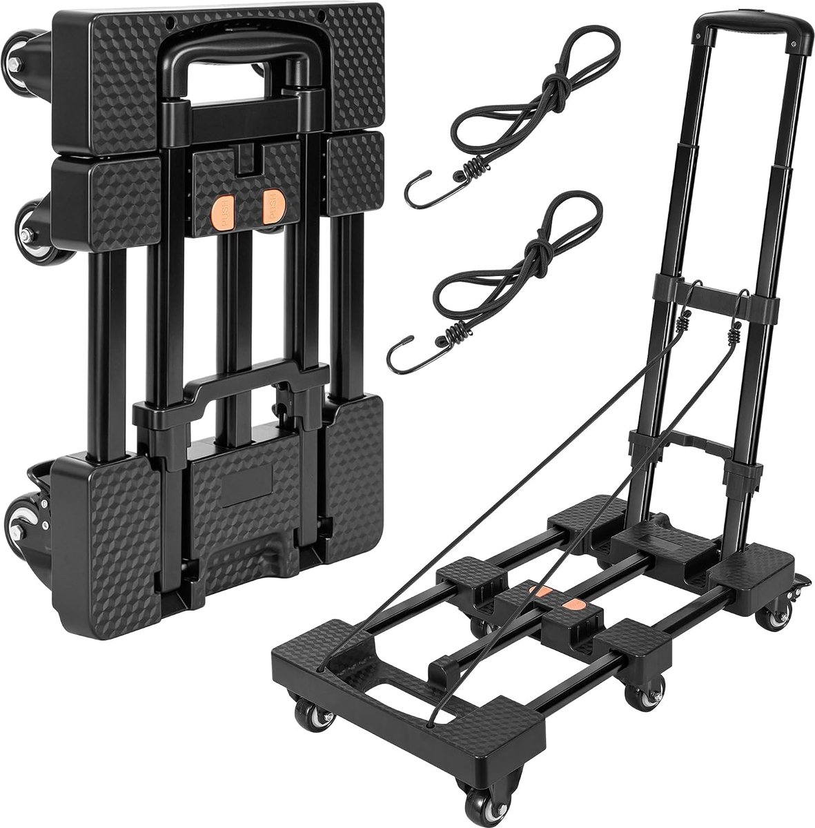 Vouwende steekwagen 225KG - Opvouwbare trolley met 6 wielen - Telescopisch handvat - Ideaal voor verhuizen - ShopVlot