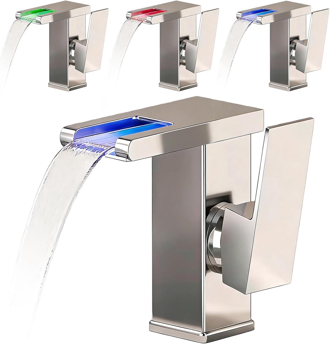 Badkamerkraan met LED verlichting - Waterval kraan - Zwart - Moderne mengkraan voor badkamergootsteen - ShopVlot