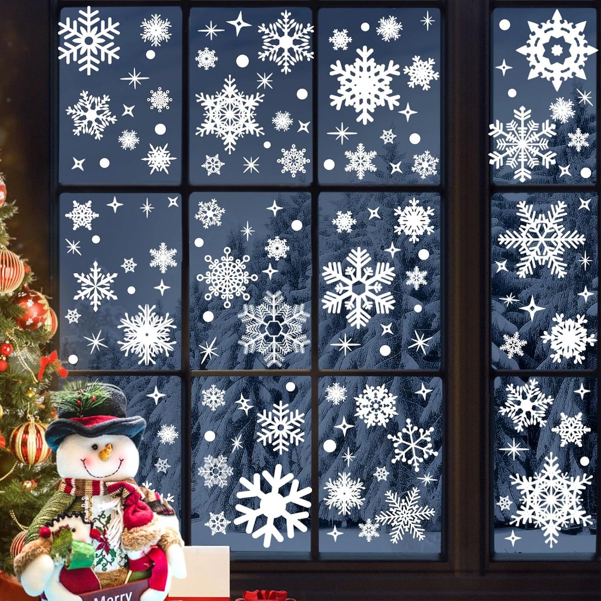 Raamstickers sneeuwvlokken 235pcs - Kerst decoratie - Herbruikbaar - Creëer een winterse sfeer - ShopVlot