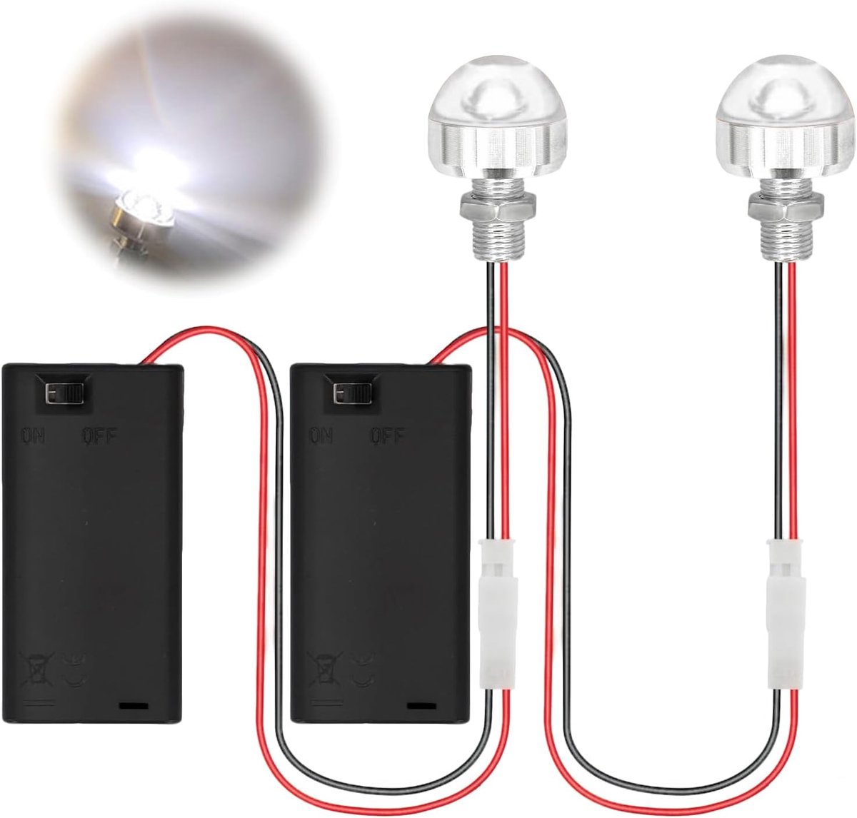 mini-ledlampen voor poppenhuizen - 2 stuks - met batterijhouder - warm licht voor sfeervolle verlichting - ShopVlot
