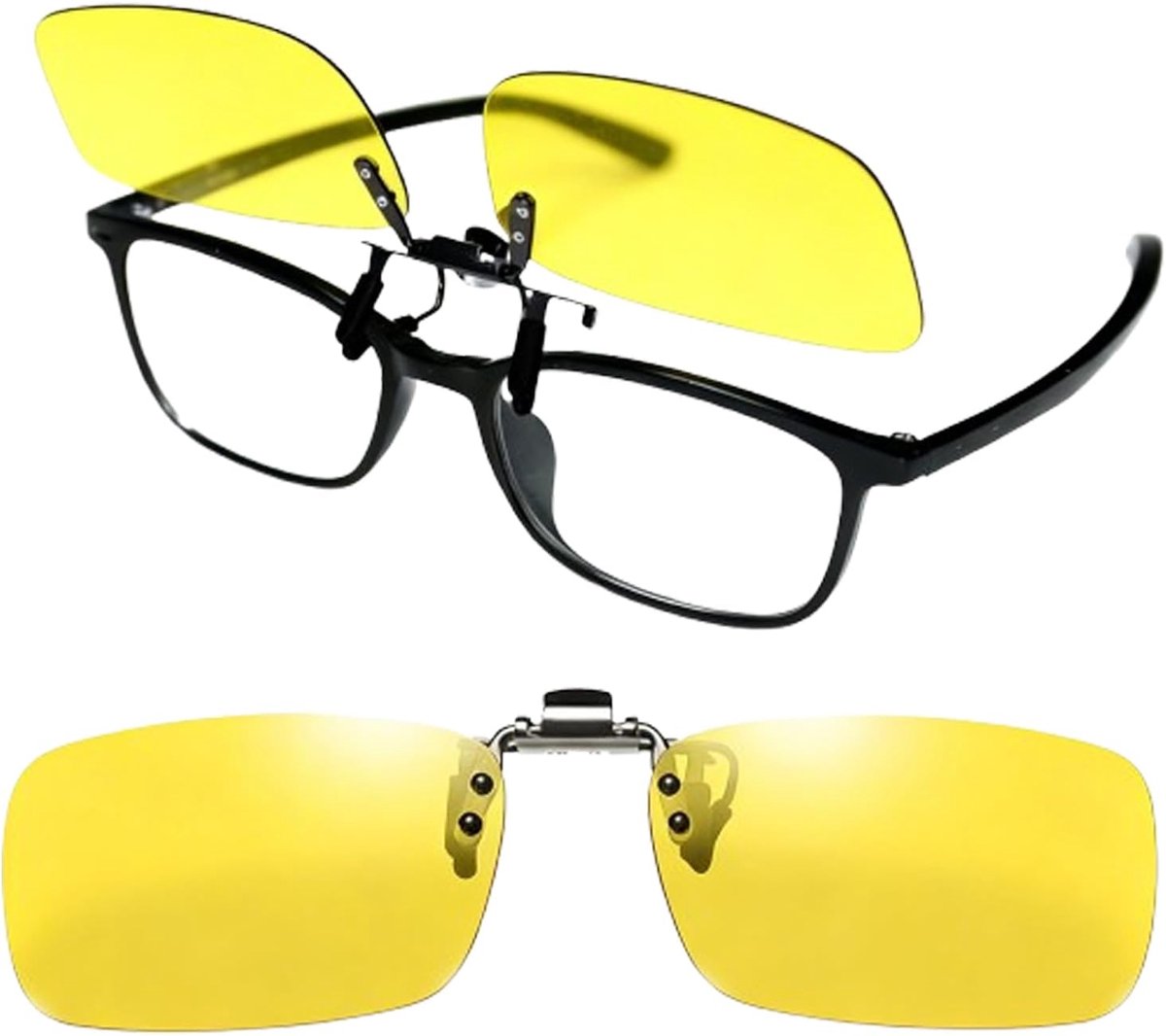 Anti-glare nachtbril met opvouwbare gele lenzen - UV400 - voor veilig rijden - geschikt voor alle brillen - ShopVlot