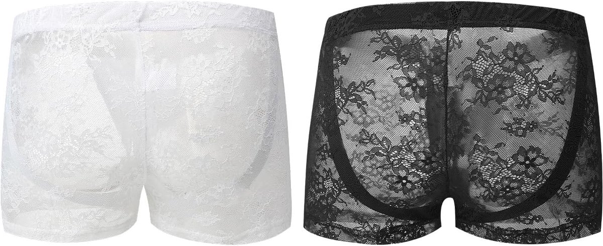 Herenstring set van 2 - sexy transparante kant - ademend mesh - perfect voor feesten - ShopVlot