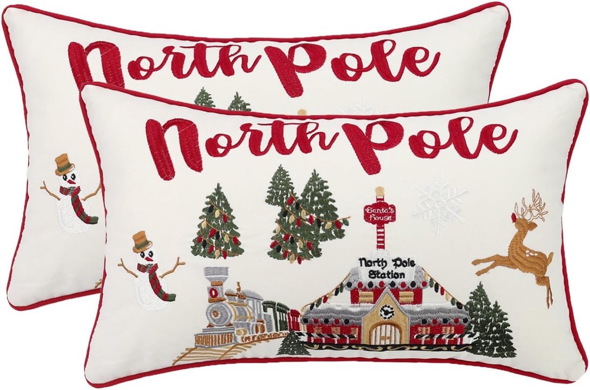 Tosleo Christmas Cushion Covers Christmas Throw Pillow Covers Christmas Amusement Park Throw Pillow Case 30 x 50 cm - ShopVlot