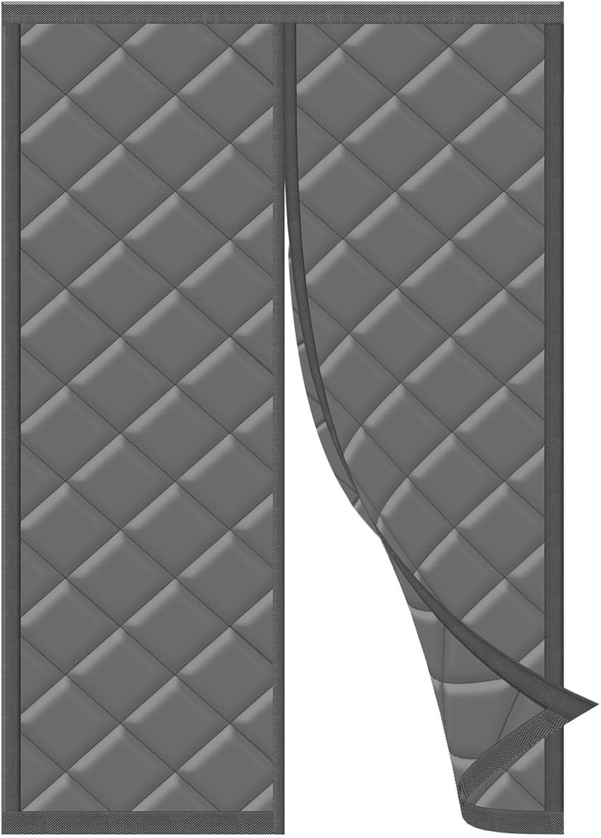 Bescherming tegen kou 90 x 210 cm magnetisch thermo deurgordijn warmtewerend gordijn voor deur - balkondeur - binnen - voordeur - winter - zomer - grijs